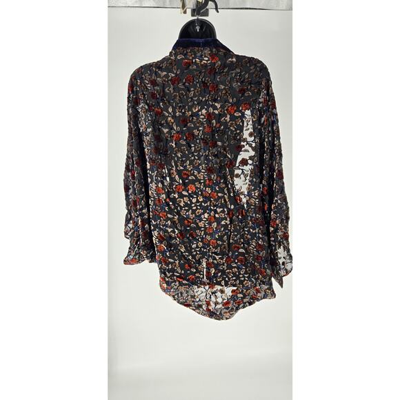 a new day Velvet Burnout Dark Fall Floral One Size Fits All Kimono Boho Romantic - Picture 3 of 5